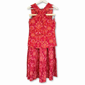 Soft Surroundings Pink Moroccan Print Dewi Tank Ruari Maxi Skirt Set Small